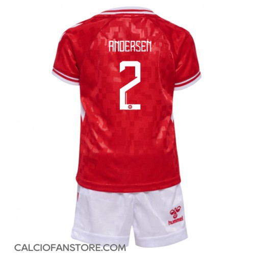 Maglia Calcio Danimarca Joachim Andersen #2 Prima Divisa Bambino Europei 2024 Manica Corta (+ pantaloncini)